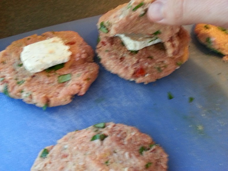 Stuffing the burgers