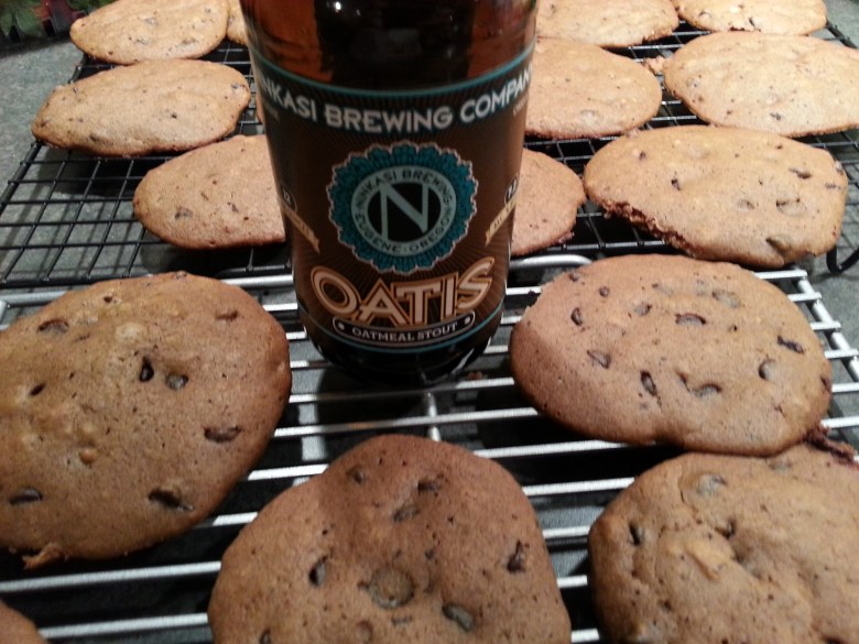 Oatmeal Stout Cakies, and the bottle they came out of