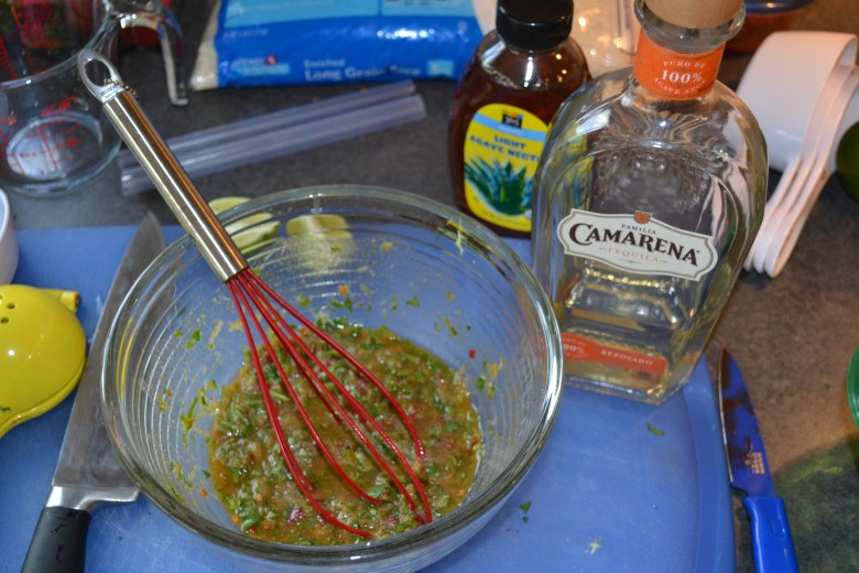 Stirring up the marinade