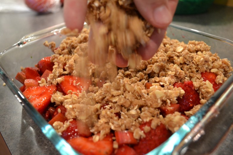 Fruit on the bottom, crumble on the top!