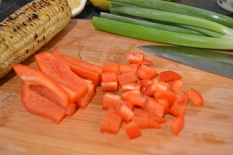 Chop the peppers into nice little uniform pieces