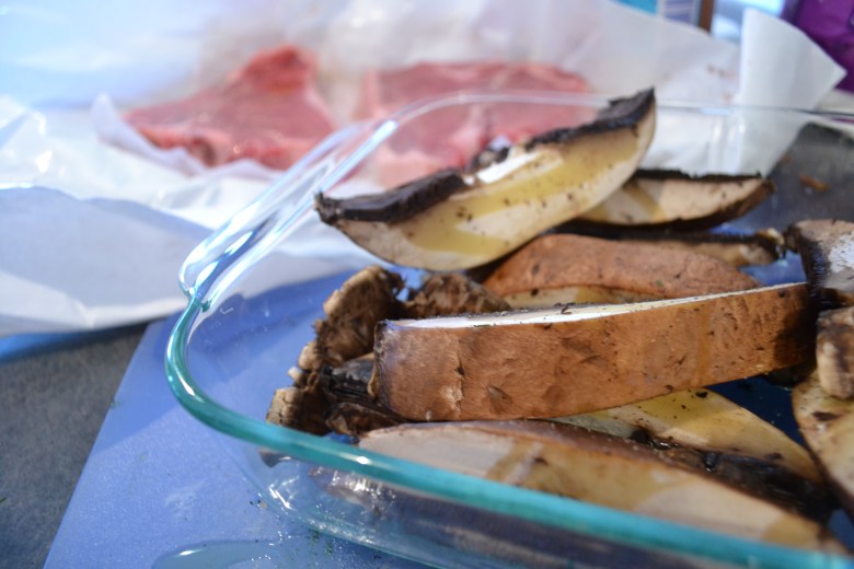 I grilled up a few portabellos and some onions to go with our steak