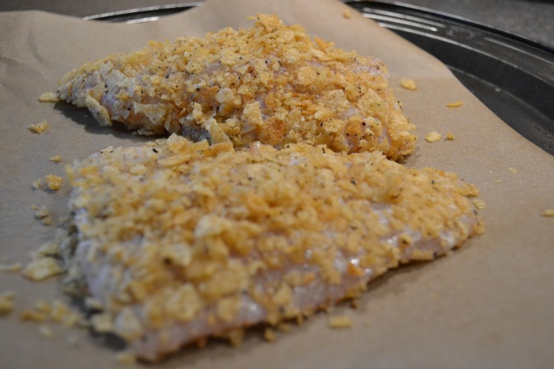 Lingcod fillets - coated and waiting for the oven